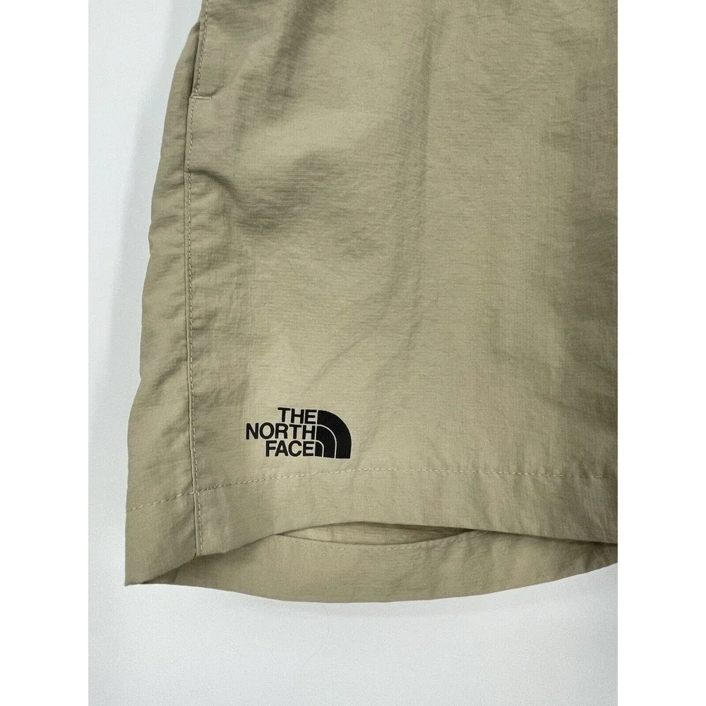 The North Face Mens Khaki Cargo Shorts‎ Zip Fly Elastic Waist Pockets Outdoor